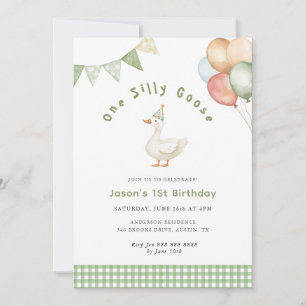 Convites Lindo Verde Sage Um ganso bobo 1º Aniversário