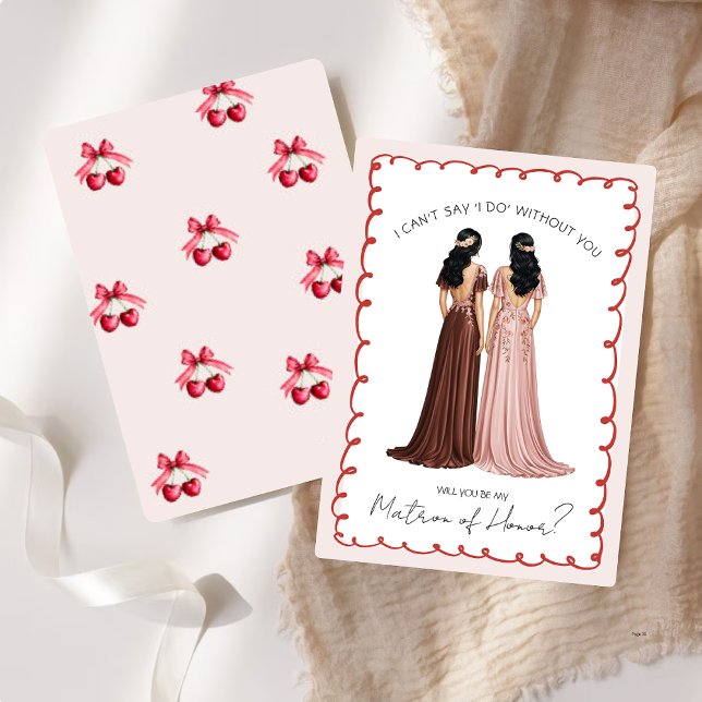 Convites Lindo “Você Será Minha Dama de Honra?” Cereja (Criador carregado)
