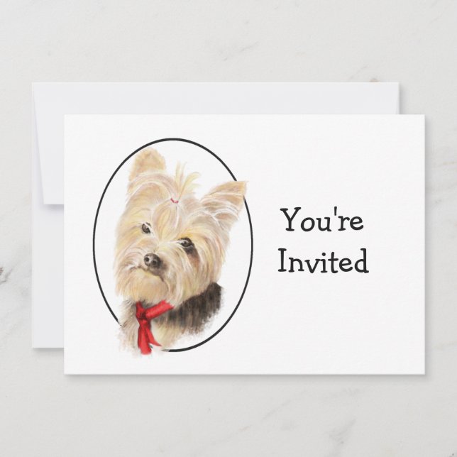 Convites Lindo Yorkshire Terrier Yorkie Casamento Aniversár (Frente)
