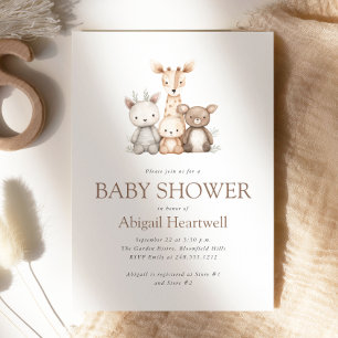 Convites Lindos Animais de Pelúcia Boho Aquarela Chá de Beb