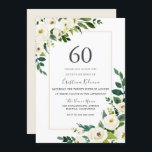Convites Lindos Flores Brancas 60ª Festa de aniversário<br><div class="desc">Lindas Flores Brancas com Quadro 60º Convite de Aniversário Ver coleção correspondente em Niche e nest store</div>