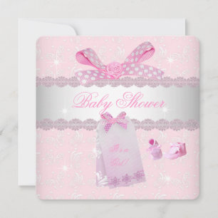 Convites Lindos Patins de Bebê Rosa para Chás de Bebê Menin