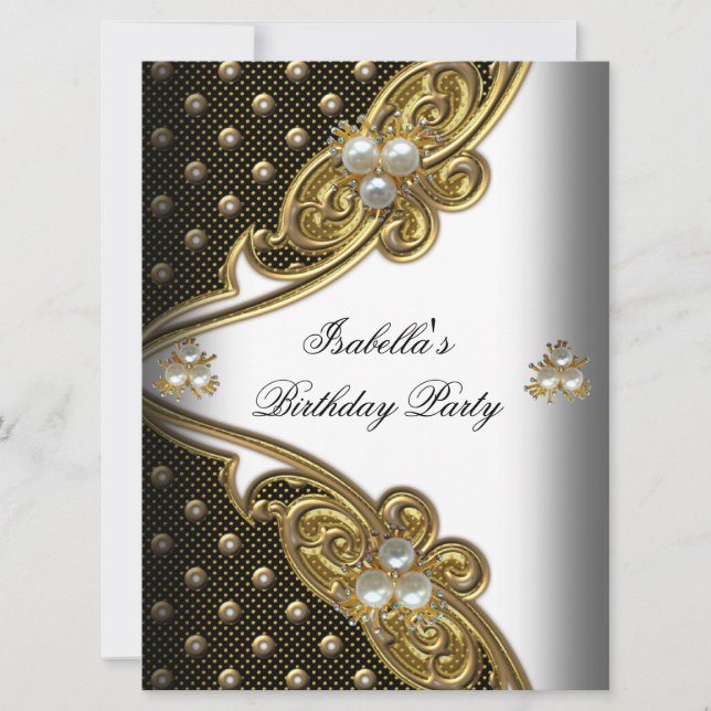 Convites Lindos Pontos de Bolha Brancos Pretos Dourados Fes (Frente)