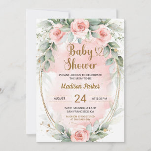 Convites Lindos Rosas Bege Baby Shower