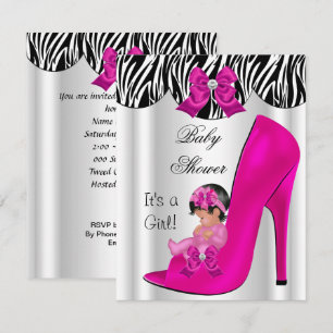 Convites Lindos Sapatos de Bebê Rosa Menina Chuveirinho de
