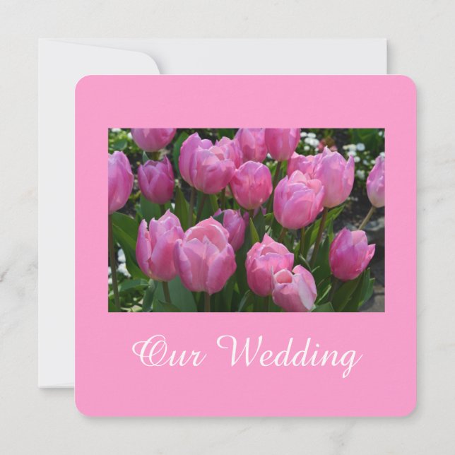 Convites Lindos tulipas rosa casamento (Verso)