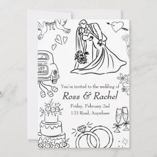 Convites Line Drawn Wedding Invitation 
