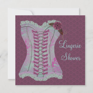Convites Lingerie Chá de Noiva Ameixa Azul Turquesa Corset