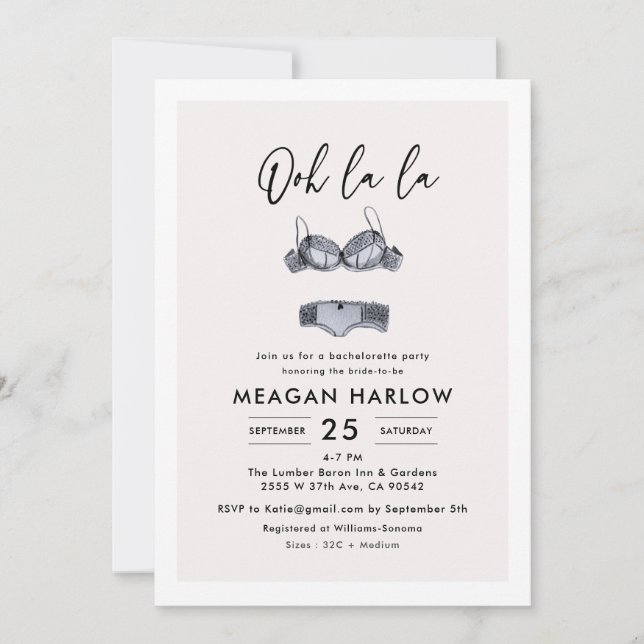 Convites Lingerie Chá Ooh La Festa de solteira (Frente)