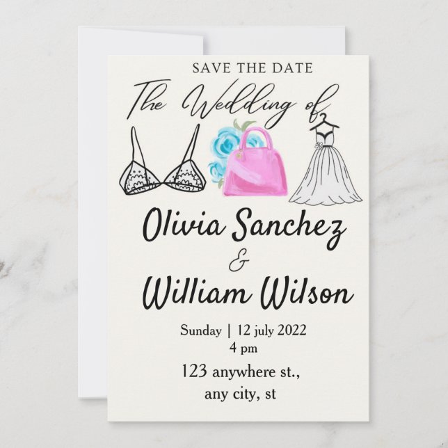 Convites Lingerie Party with dress wedding  (Frente)