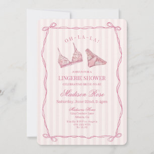 Convites Lingerie Rosa Pastel Banho de Noiva em Renda