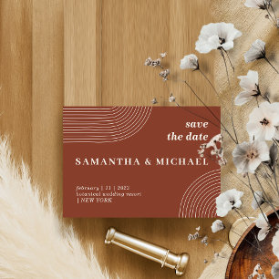 Convites Linha Arte Elegante Terracotta Indie Data de salva