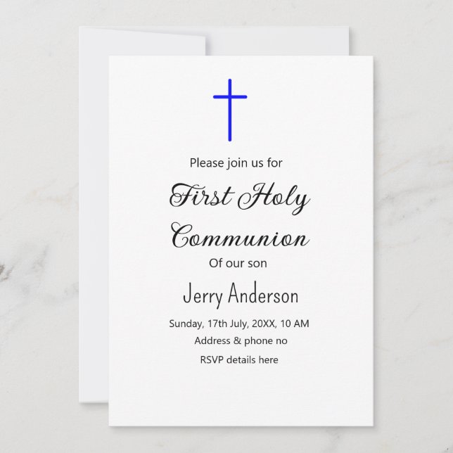 Convites Linha católica de primeira comunhão simples QR mín (Frente)