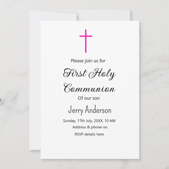 Convites Linha católica de primeira comunhão simples QR mín (Frente)