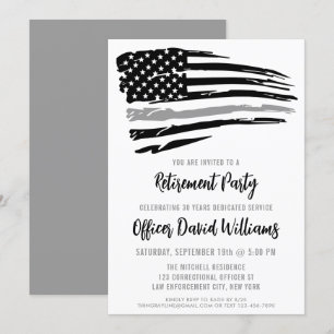 Convites Linha Cinza Fina Aposentadoria de Agente Penitenci