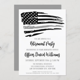 Convites Linha Cinza Fina Aposentadoria do Oficial Correcio