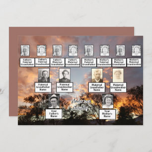 Convites Linha de Árvore de Fotografias de Três Gerações co