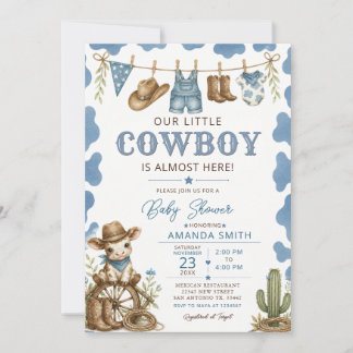 Convites Linha de Roupas do Chá de Bebê do Nossinho Cowboy 