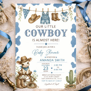 Convites Linha de Roupas do Chá de Bebê do Nossinho Cowboy 
