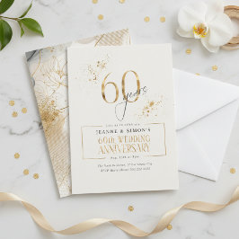Convites Linha Dourada Floral 60º Aniversário ID1169