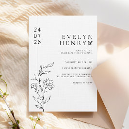 Convites Linha Floral Chic Moderna Casamento Elegante