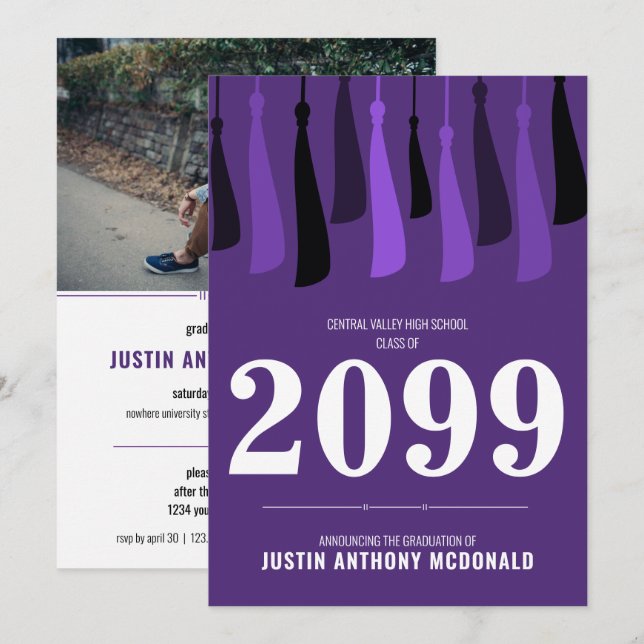 Convites Linha Roxa de Formatação de Fotos em Tasilelas Con (Frente/Verso)