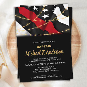 Convites Linha Vermelha fina de bombeiros de retimento de b