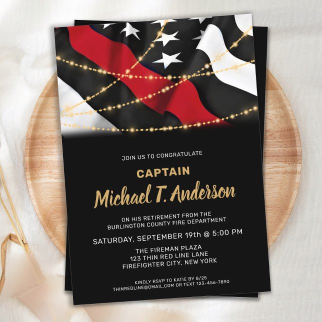 Convites Linha Vermelha fina de bombeiros de retimento de b (Criador carregado)