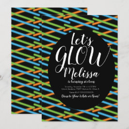 Convites Linhas Brilhantes Noite Confetti Neon Brilha Na Es