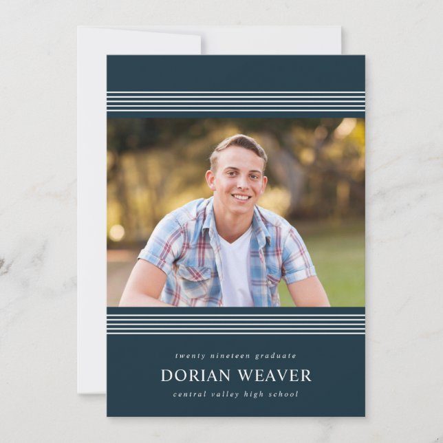 Convites Linhas Clássicas | Escuro | Festa de formatura de  (Frente)