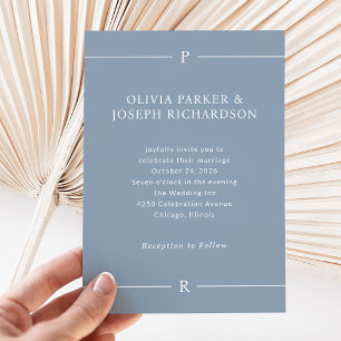 Convites Linhas Modernas e Monograma   Casamento de Dusty B