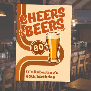 Convites Linhas Retrô em Negrito Cheers & Beers 60º Anivers
