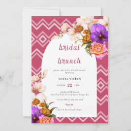 Convites Linhas Retroríficas Magenta Fuchsia Bridal Brunch