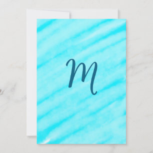 Convites linhas simples de aquarela azul adicione seu monog
