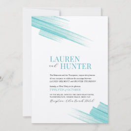 Convites Linhas simples de traços de tinta aqua minimalista