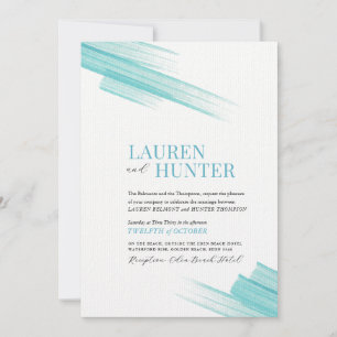 Convites Linhas simples de traços de tinta aqua minimalista