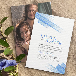 Convites Linhas simples de traços de tinta azul minimalista
