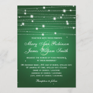 Convites Linhas Sparkling verde esmeralda do casamento