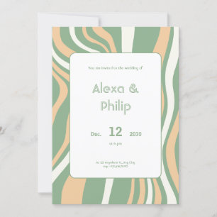 Convites Linhas verdes e creme vibrantes Casamento