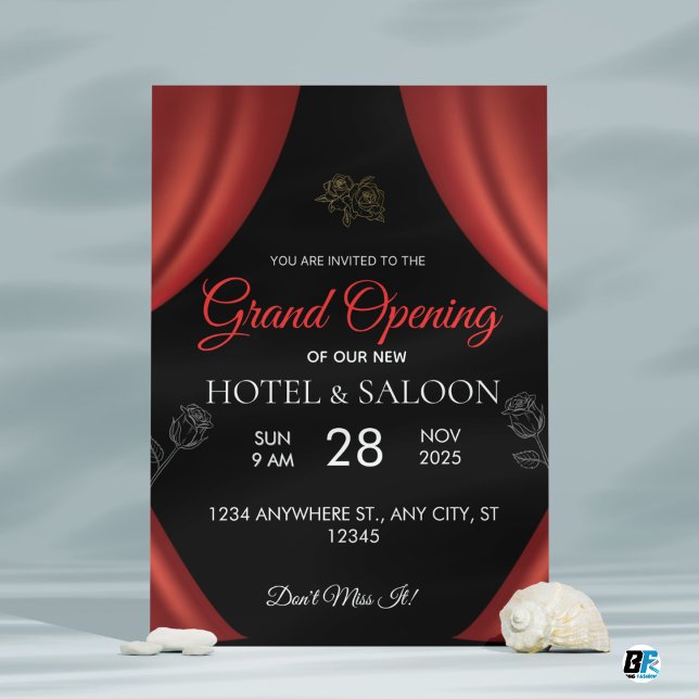 Convites Linhas Vermelhas e Negras Nova Abertura de Grandes (Criador carregado)