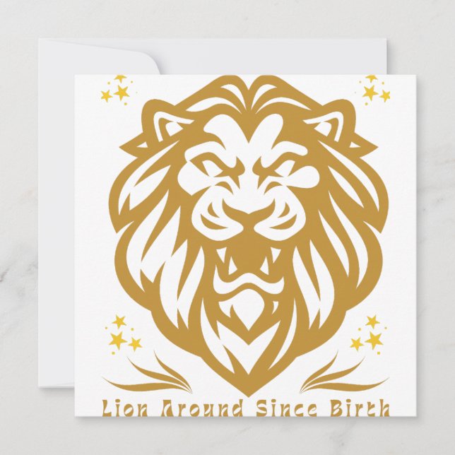 Convites Lion Around Since Birth : Funny Lazy Lion Design (Frente)
