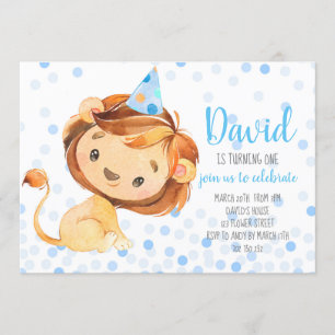 Convites Lion Confetti Primeiro Aniversário Safari