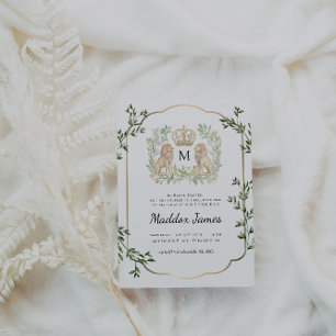 Convites Lion Crest   Regal Little King primeiro aniversari