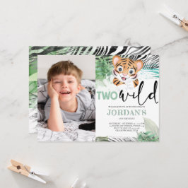 Convites Lion Jungle Cute Second Birthday Photo Invitation