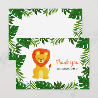 Convites Lion Jungle Safari Animal | Chá de fraldas Obrigad
