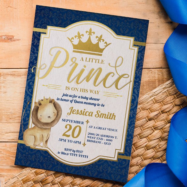 Convites Lion Royal Prince Chá de fraldas (Give yourself the full royal treatment to celebrate the arrival of your little lion prince. )