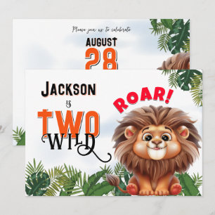 Convites Lion Safari - Dois Aniversários de criança Selvage