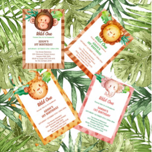 Convites Lion safari selvagem, um aniversário