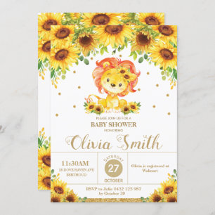 Convites Lion Sunflower Floral Chá de fraldas Sprinkle Girl