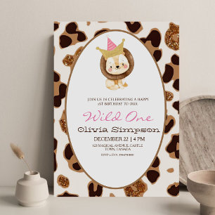 Convites Lion Wild One First Festa de aniversário
